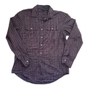 Apt 9 Men's Medium Maroon/ Plaid 100% Cotton Long Sleeve Button Up Shirt